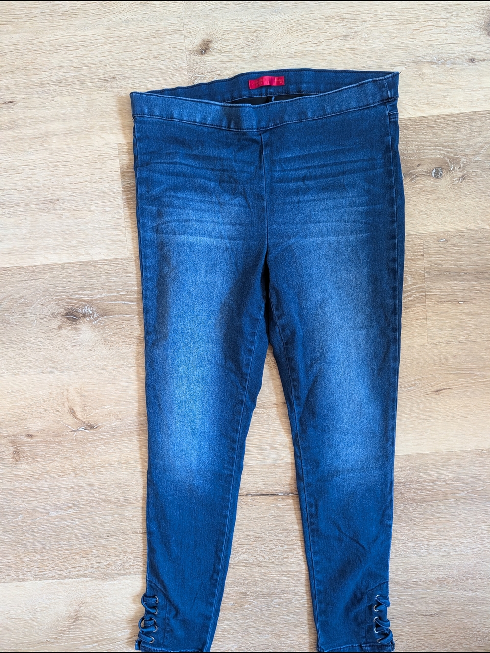 Jennifer Lopez Dark Blue Pull-On Jeggings with Lace-Up Cuff